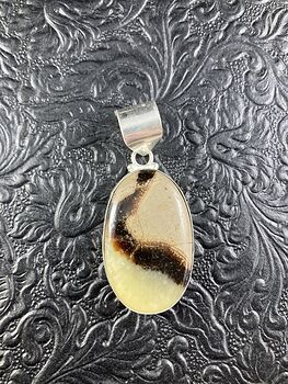 Oval Septarian Crystal Stone Jewelry Pendant #F1ktvNMosUs