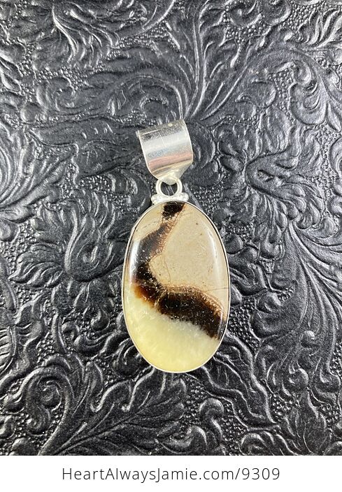 Oval Septarian Crystal Stone Jewelry Pendant - #F1ktvNMosUs-1