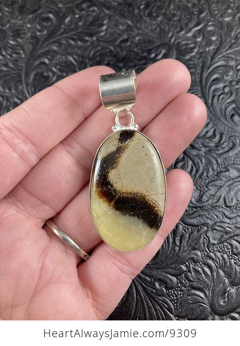 Oval Septarian Crystal Stone Jewelry Pendant - #F1ktvNMosUs-2