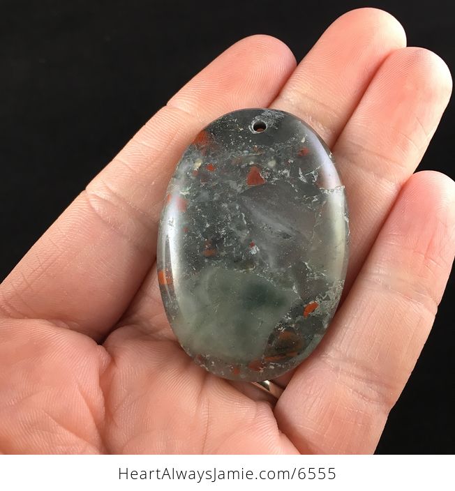 Oval Shaped African Bloodstone Jewelry Pendant - #AyM8h8aBVu8-1
