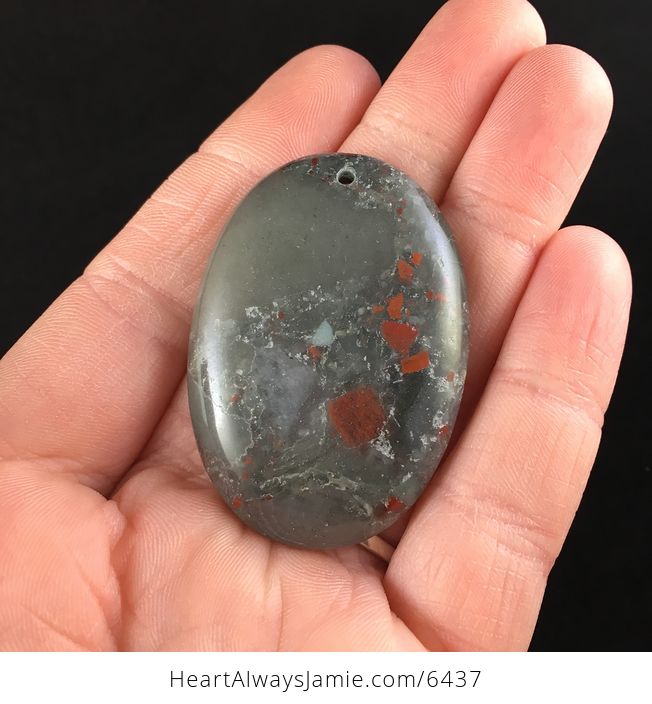 Oval Shaped African Bloodstone Jewelry Pendant - #G1LIMz2hwoQ-1
