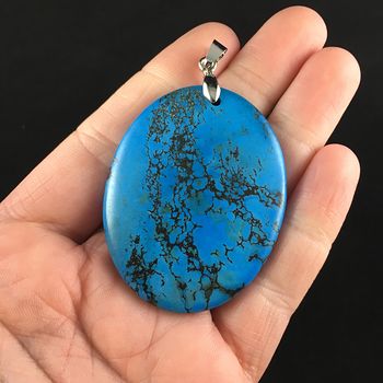 Oval Shaped Blue Turquoise Stone Jewelry Pendant #BM0o18aiM3Q