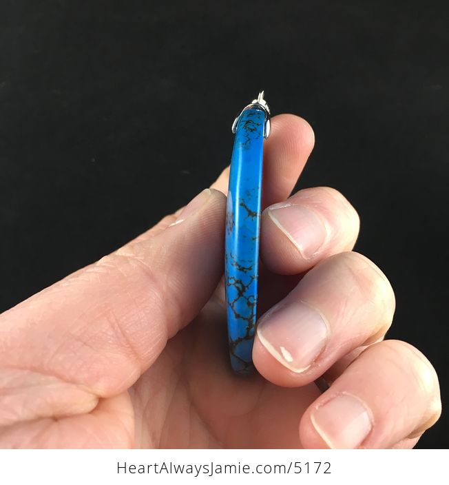 Oval Shaped Blue Turquoise Stone Jewelry Pendant - #BM0o18aiM3Q-4
