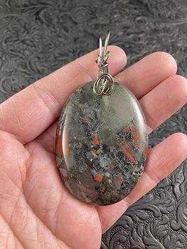 Oval Shaped Cherry Orchard Bloodstone Jewelry Pendant #8dml61cWy0k