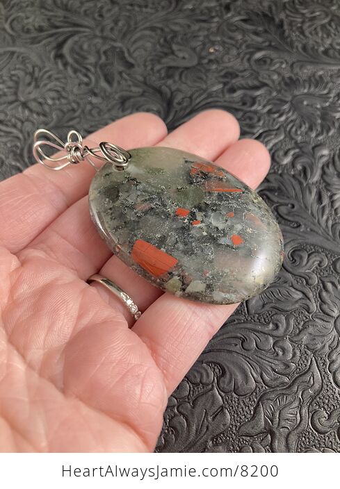 Oval Shaped Cherry Orchard Bloodstone Jewelry Pendant - #8dml61cWy0k-3