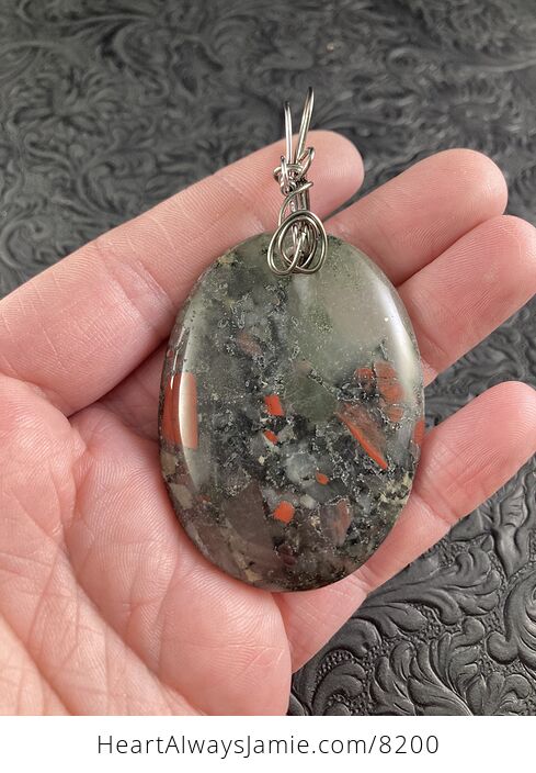 Oval Shaped Cherry Orchard Bloodstone Jewelry Pendant - #8dml61cWy0k-1