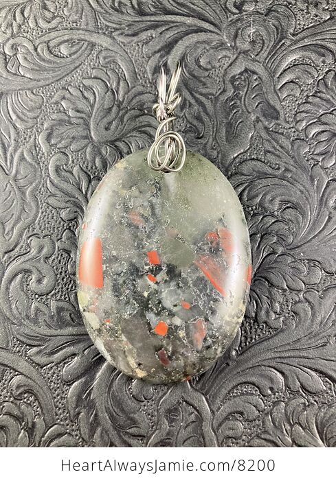 Oval Shaped Cherry Orchard Bloodstone Jewelry Pendant - #8dml61cWy0k-4