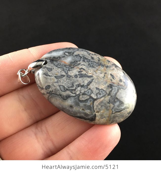 Oval Shaped Gray Longfen Stone Jewelry Pendant - #U9y8gVD05aY-4