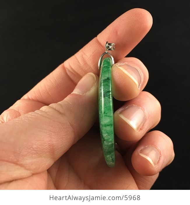 Oval Shaped Green Drusy Stone Jewelry Pendant - #EQNFRS69JaE-5