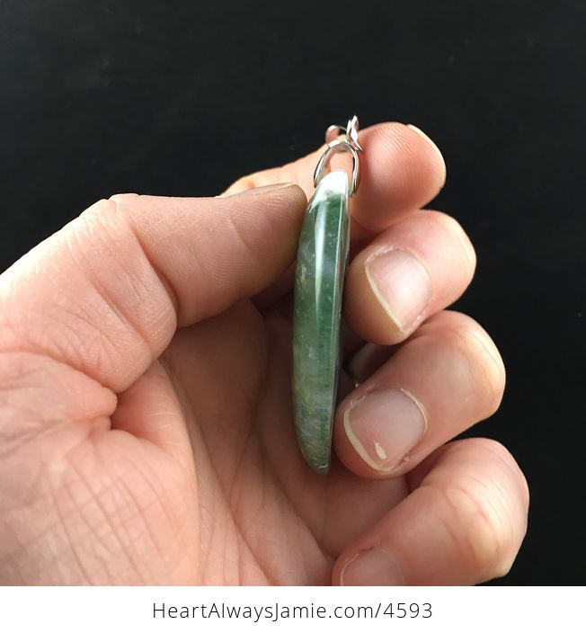 Oval Shaped Green Moss Agate Stone Jewelry Pendant - #u1LIel62Lbc-5