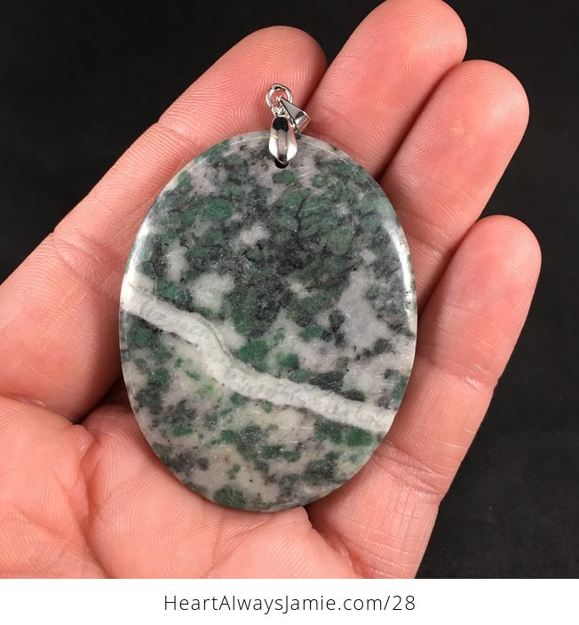 Oval Shaped Green Qinghai Jade Agate Stone Pendant - #7EJqOGEEgtw-1