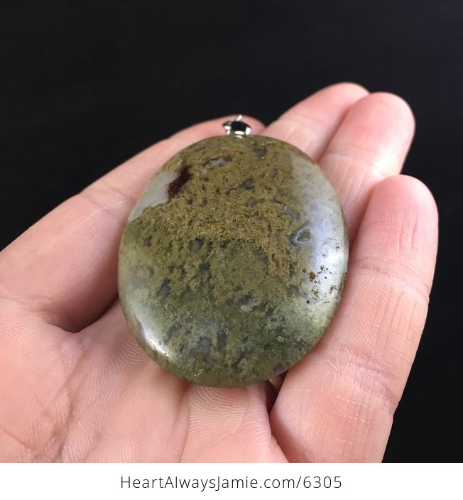 Oval Shaped Moss Agate Stone Jewelry Pendant - #URVIuTUmI3M-2