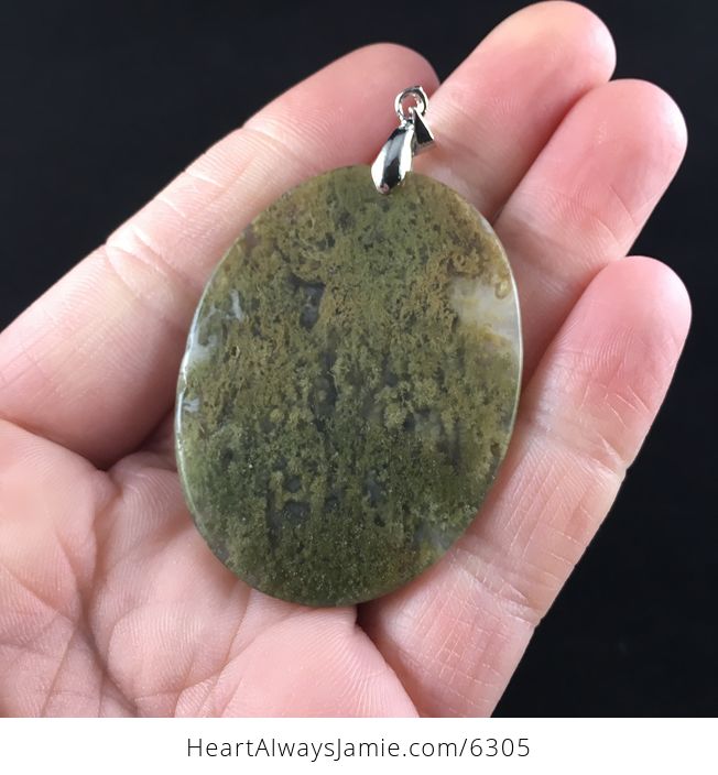 Oval Shaped Moss Agate Stone Jewelry Pendant - #URVIuTUmI3M-6