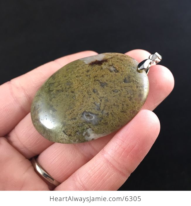Oval Shaped Moss Agate Stone Jewelry Pendant - #URVIuTUmI3M-3