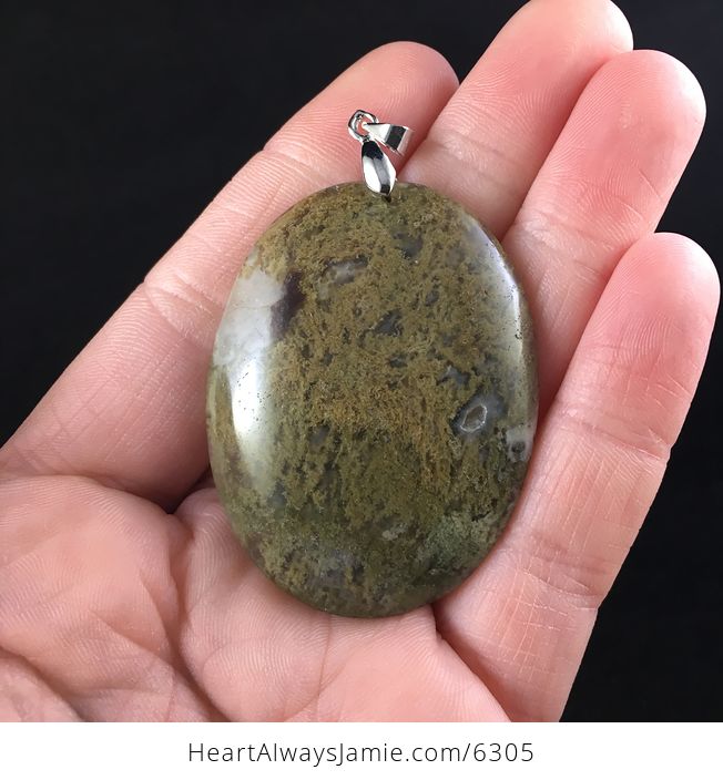 Oval Shaped Moss Agate Stone Jewelry Pendant - #URVIuTUmI3M-1