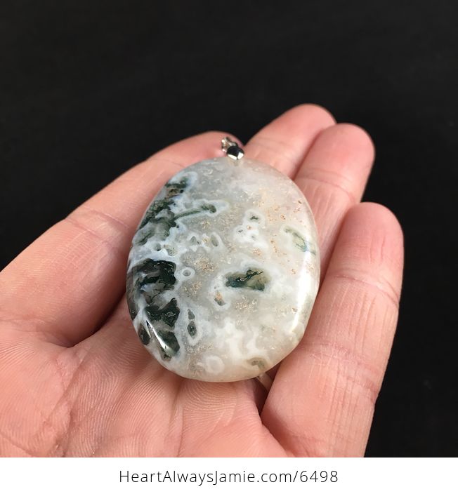 Oval Shaped Moss Agate Stone Jewelry Pendant - #iAnB0EcPuZY-2