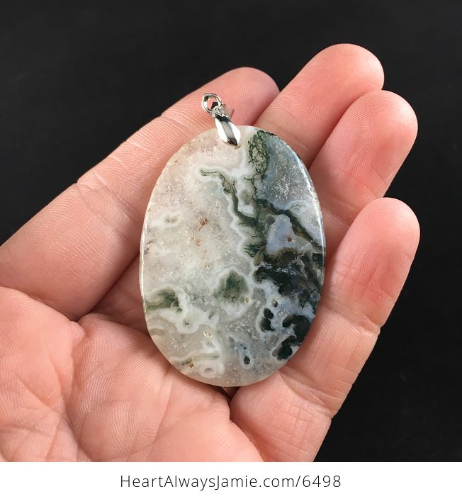 Oval Shaped Moss Agate Stone Jewelry Pendant - #iAnB0EcPuZY-6