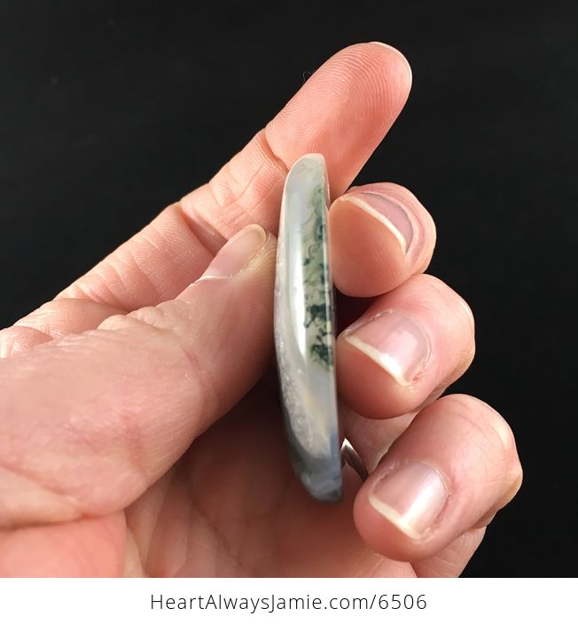 Oval Shaped Moss Agate Stone Jewelry Pendant - #vl5YIwOwWYI-5