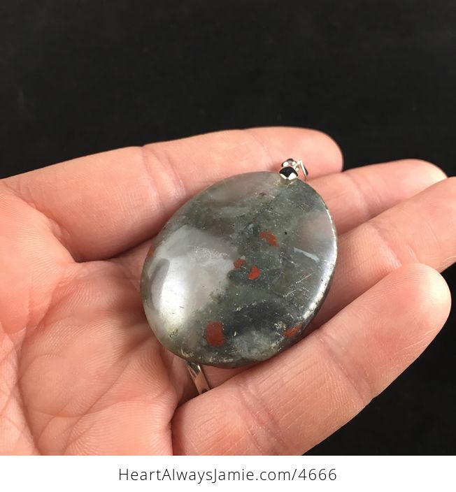 Oval Shaped Natural African Bloodstone Jewelry Pendant - #xBvzLzcK9Aw-3