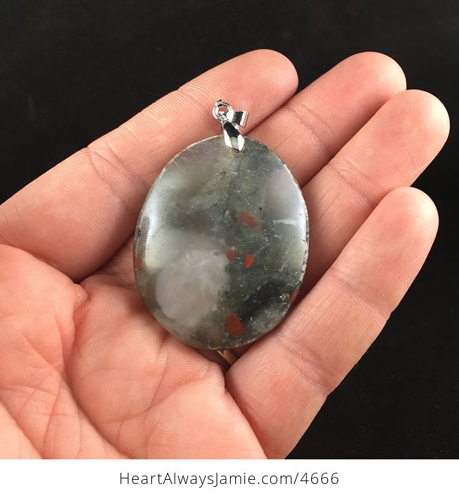 Oval Shaped Natural African Bloodstone Jewelry Pendant - #xBvzLzcK9Aw-1