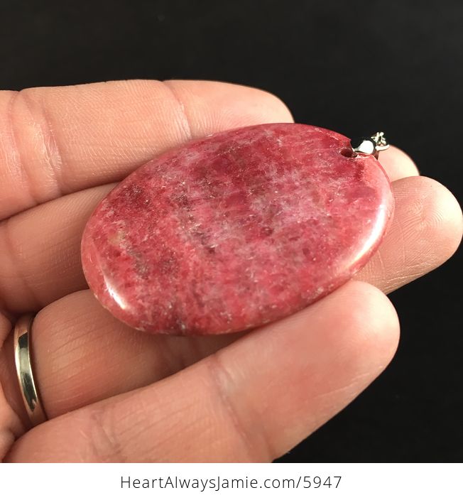 Oval Shaped Pink Argentina Rhodochrosite Stone Jewelry Pendant - #ZxL1Kr4YAaM-8