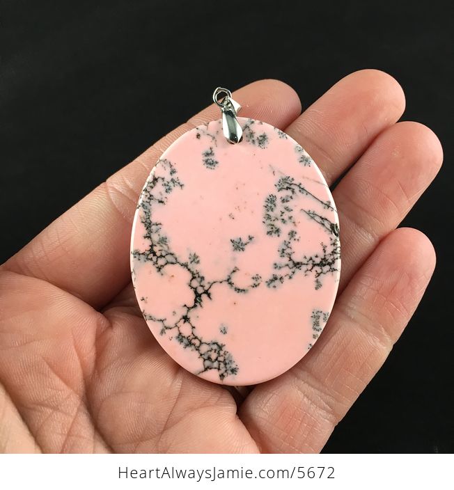 Oval Shaped Pink Dendritic Opal Stone Pendant Jewelry - #lm4mOdflf6o-6