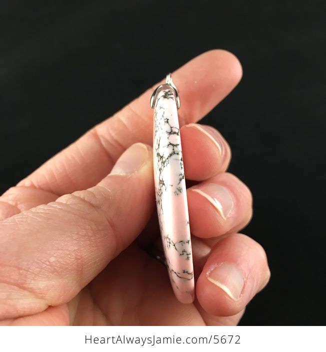 Oval Shaped Pink Dendritic Opal Stone Pendant Jewelry - #lm4mOdflf6o-5