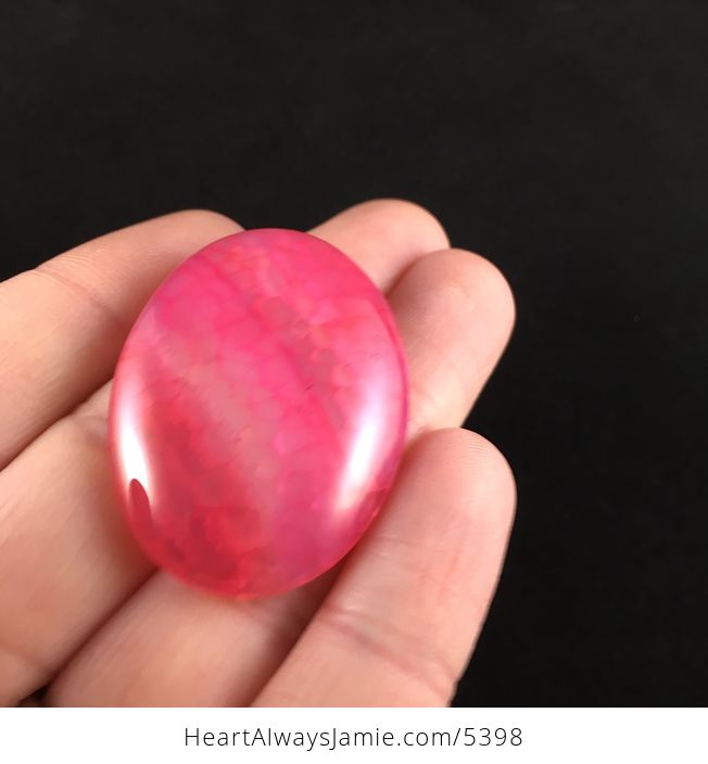 Oval Shaped Pink Dragon Veins Agate Stone Cabochon - #X2prxYPlwfQ-6