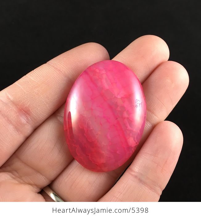 Oval Shaped Pink Dragon Veins Agate Stone Cabochon - #X2prxYPlwfQ-1