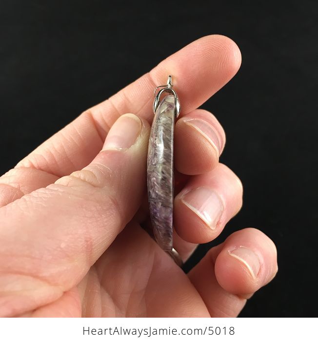 Oval Shaped Purple Charoite Stone Jewelry Pendant - #4vEM2DxvMJQ-5