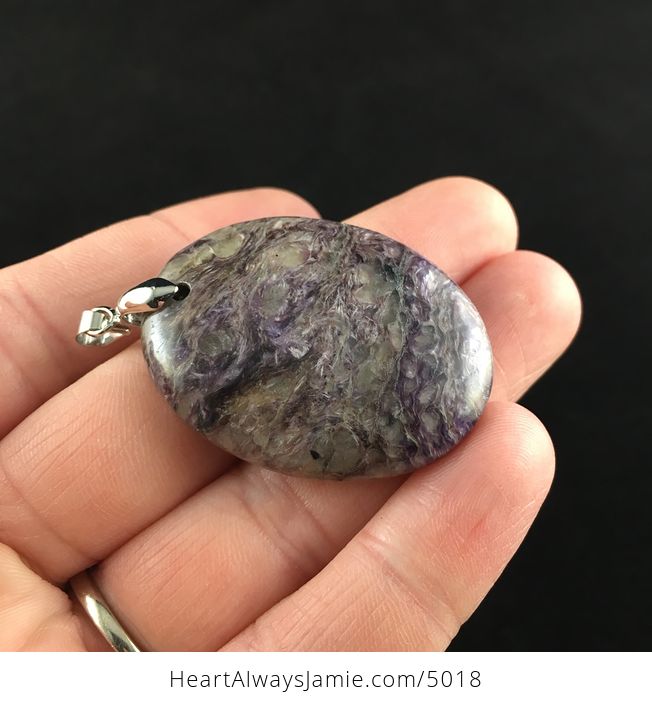 Oval Shaped Purple Charoite Stone Jewelry Pendant - #4vEM2DxvMJQ-4