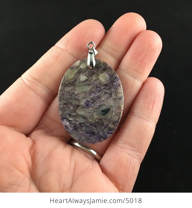 Oval Shaped Purple Charoite Stone Jewelry Pendant - #4vEM2DxvMJQ-6