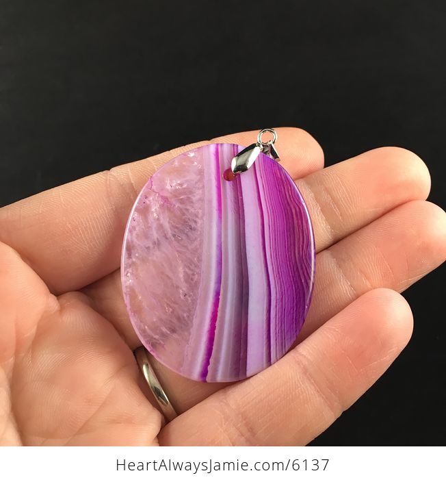 Oval Shaped Purple Druzy Agate Stone Jewelry Pendant - #Nh0HAqxFxLQ-6