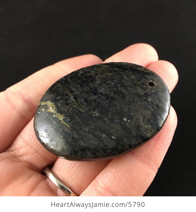 Oval Shaped Pyrite and Black Jasper Stone Jewelry Pendant - #KWlwxFZU6pQ-3
