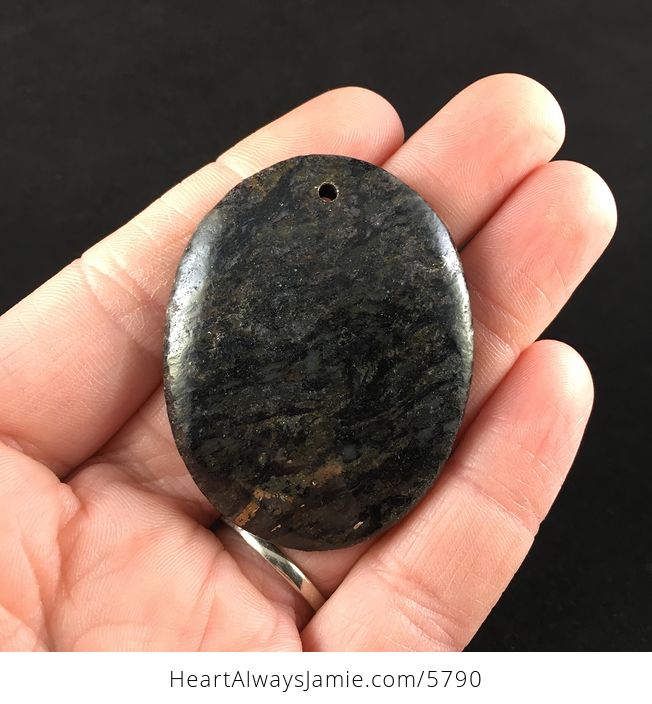 Oval Shaped Pyrite and Black Jasper Stone Jewelry Pendant - #KWlwxFZU6pQ-1