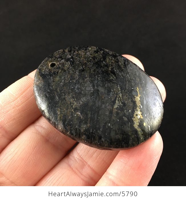 Oval Shaped Pyrite and Black Jasper Stone Jewelry Pendant - #KWlwxFZU6pQ-4