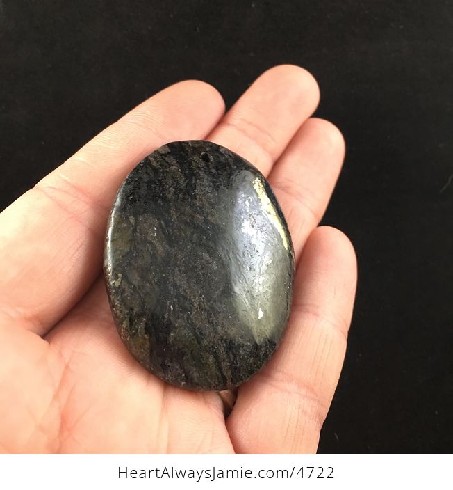 Oval Shaped Pyrite and Black Jasper Stone Jewelry Pendant - #Qw2WNPEg0ZI-5