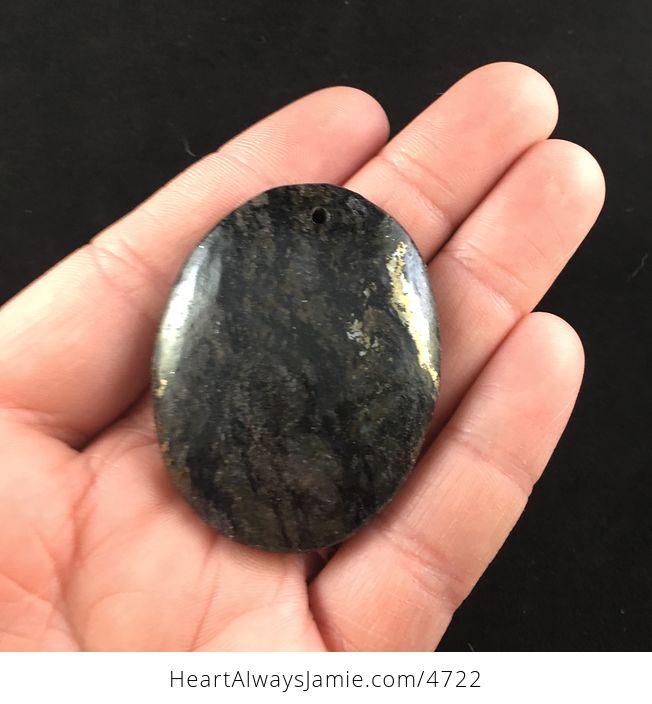 Oval Shaped Pyrite and Black Jasper Stone Jewelry Pendant - #Qw2WNPEg0ZI-1