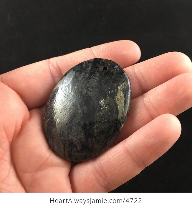 Oval Shaped Pyrite and Black Jasper Stone Jewelry Pendant - #Qw2WNPEg0ZI-4