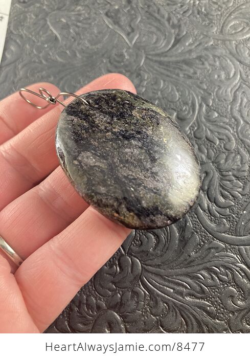 Oval Shaped Pyrite and Black Jasper Stone Jewelry Pendant Ornament - #FchcfXbn4rA-3