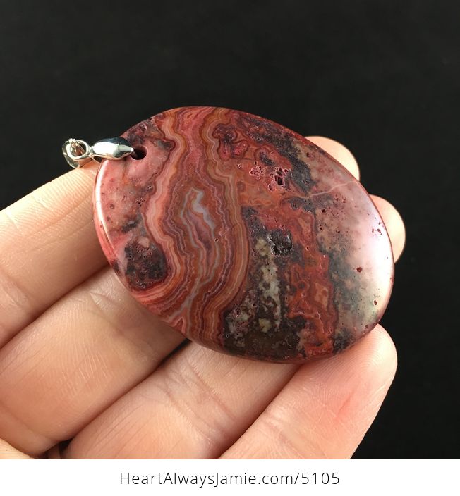 Oval Shaped Red Crazy Lace Agate Stone Jewelry Pendant - #B3htsYbQQ5Y-4