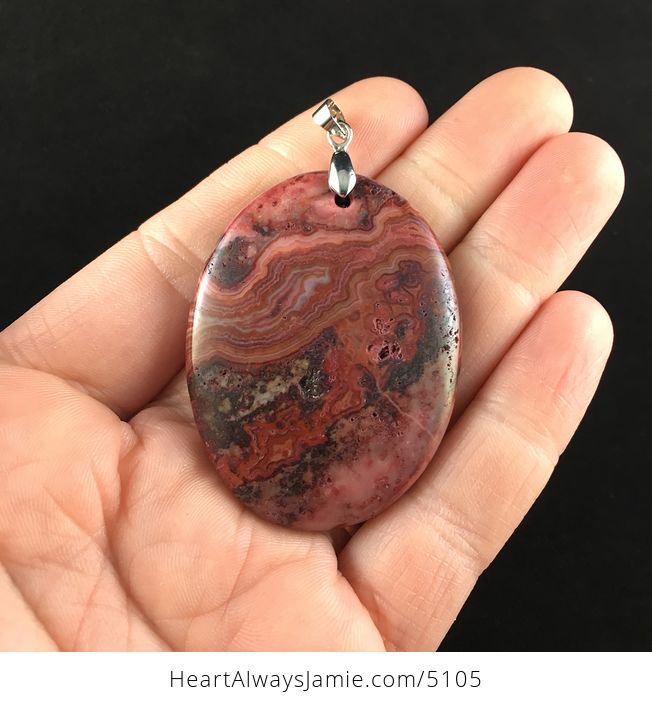 Oval Shaped Red Crazy Lace Agate Stone Jewelry Pendant - #B3htsYbQQ5Y-1