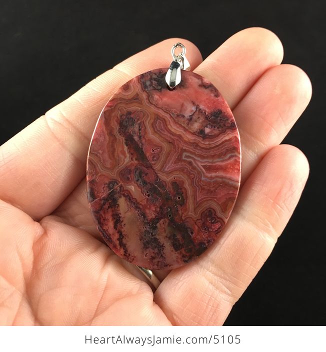 Oval Shaped Red Crazy Lace Agate Stone Jewelry Pendant - #B3htsYbQQ5Y-6