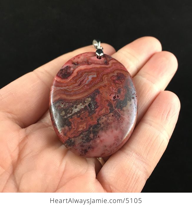Oval Shaped Red Crazy Lace Agate Stone Jewelry Pendant - #B3htsYbQQ5Y-2