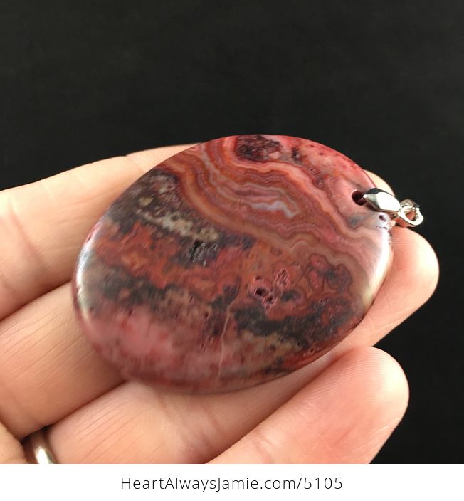 Oval Shaped Red Crazy Lace Agate Stone Jewelry Pendant - #B3htsYbQQ5Y-3