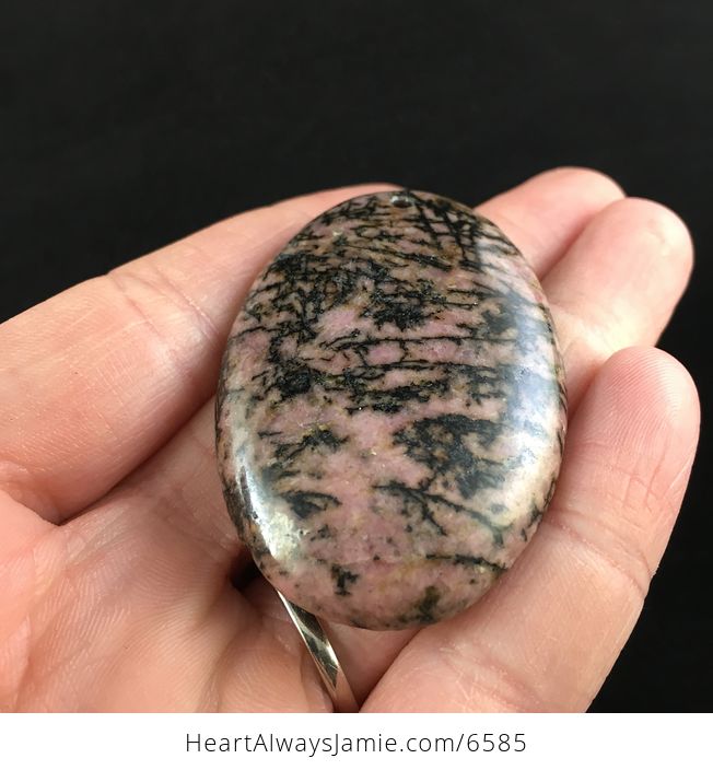 Oval Shaped Rhodonite Stone Jewelry Pendant - #Lf1MCL9fUeE-2