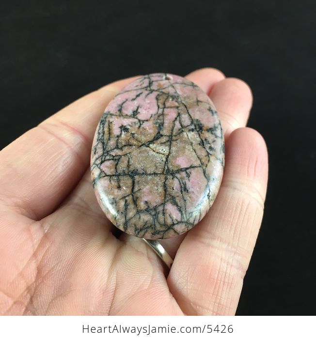 Oval Shaped Rhodonite Stone Jewelry Pendant - #fQhqqkGldP0-2