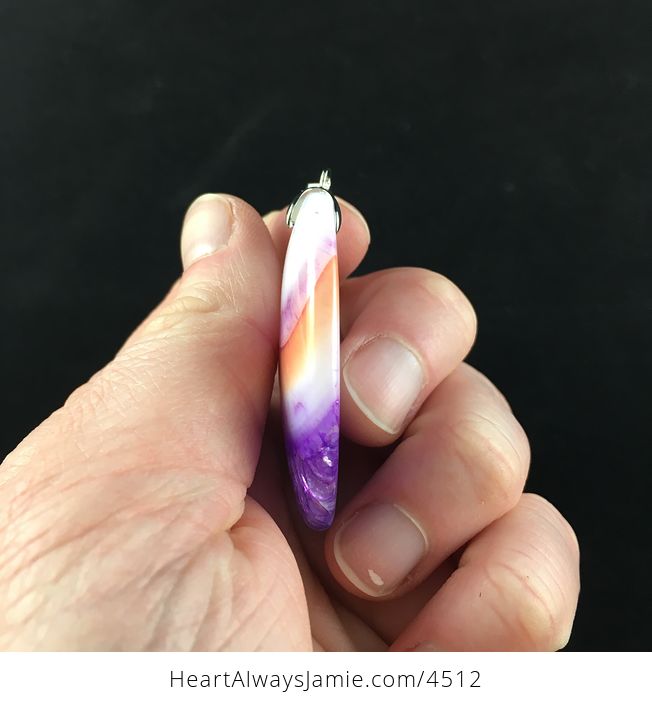 Oval Shaped White Orange and Purple Druzy Stone Jewelry Pendant - #nc78UbVkWzg-4