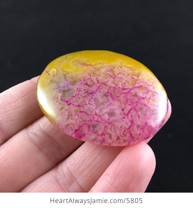 Oval Shaped Yellow and Pink Druzy Stone Jewelry Pendant - #T0tltfJQDgc-4