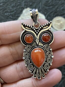Owl Carnelian Crystal Gemstone Stone Jewelry Pendant #NaZjLs9P2CM